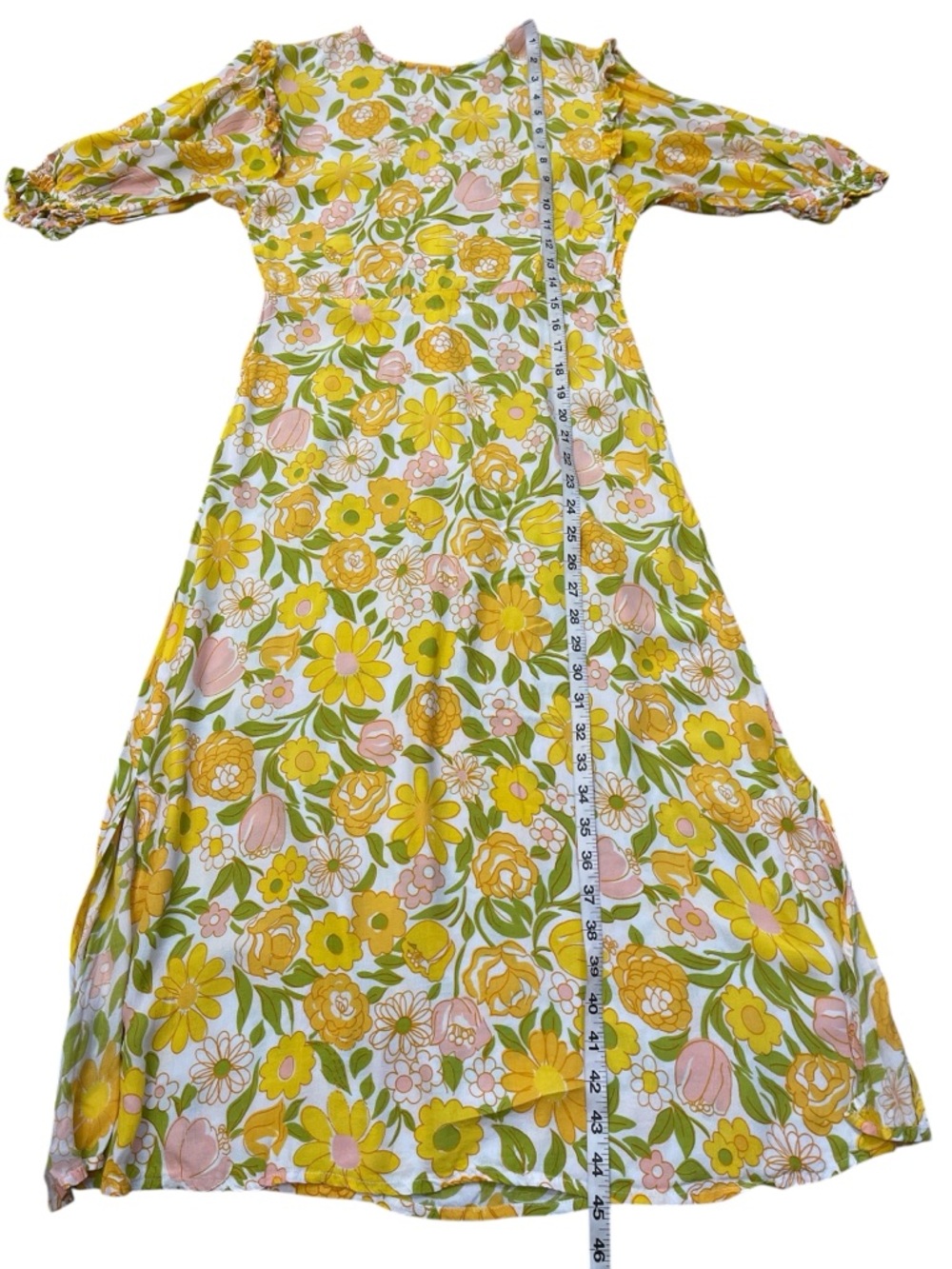 Faithfull the Brand Yellow Floral Jolene Midi Dress - Picture 7 of 8